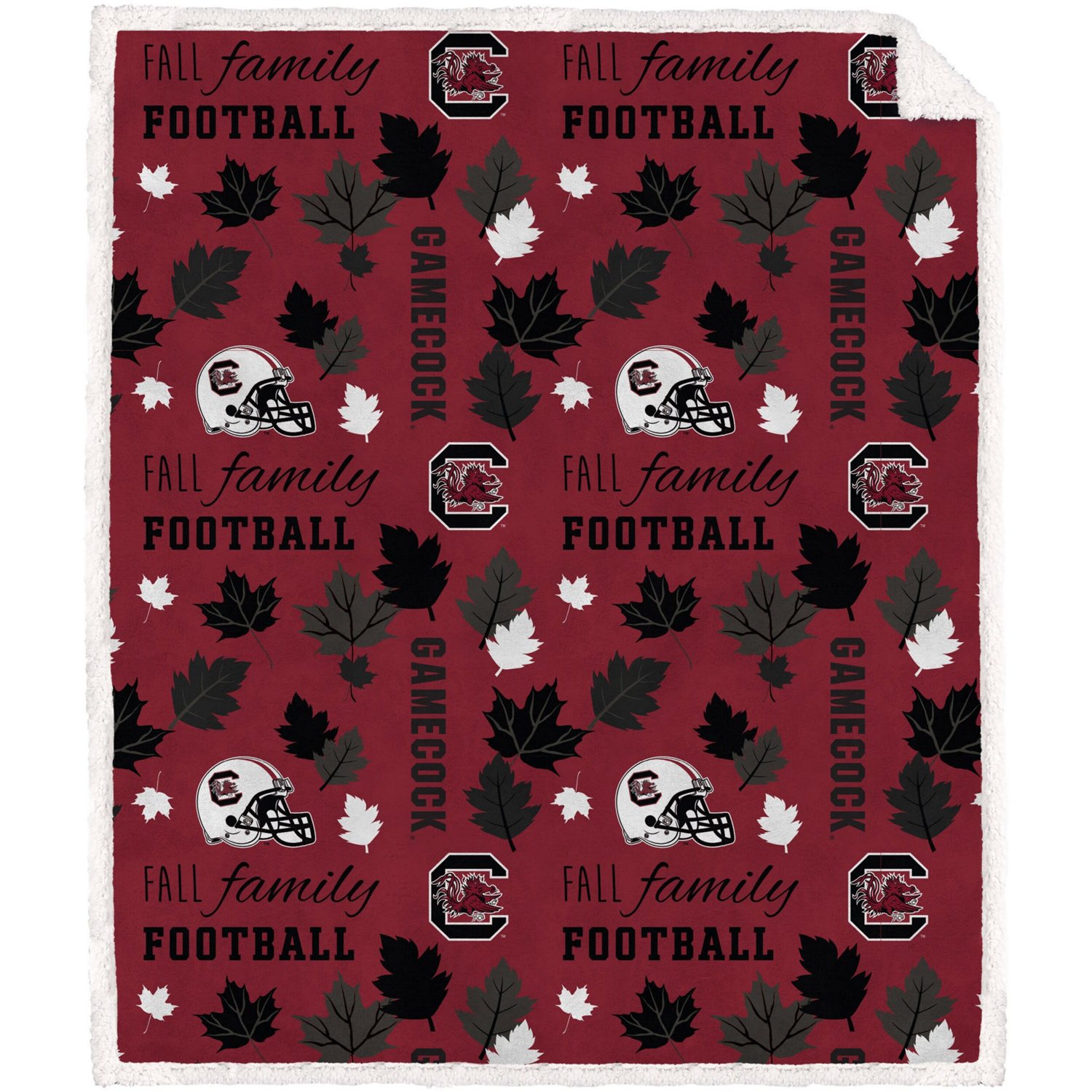 Pegasus South Carolina Gamecocks 60" x 70" Fall Family  Football Flannel Fleece Sherpa Blanket - view number 1